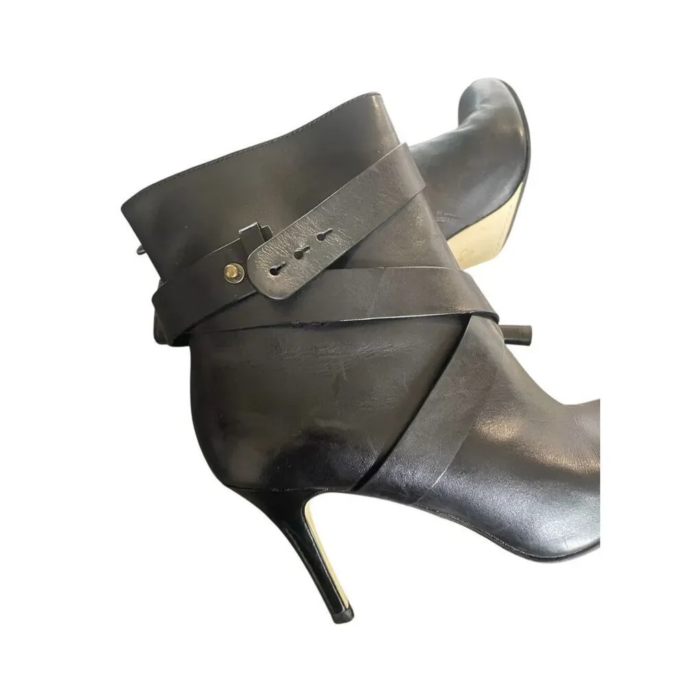 Coke Haan  Leather Stilleto mid ankle booties Black Size 6 B - Picture 7 of 15